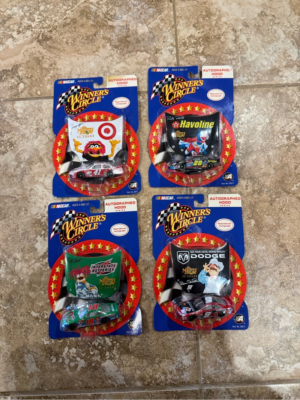 2002 NASCAR Winner's Circle Autographed Hood Series cars set The Muppets Vintage